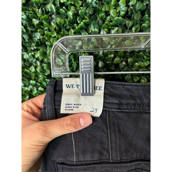 Free People Mona High Rise Flare Slit Jeans Sz 29 NWT Midnight Black CRVY - Picture 5 of 6